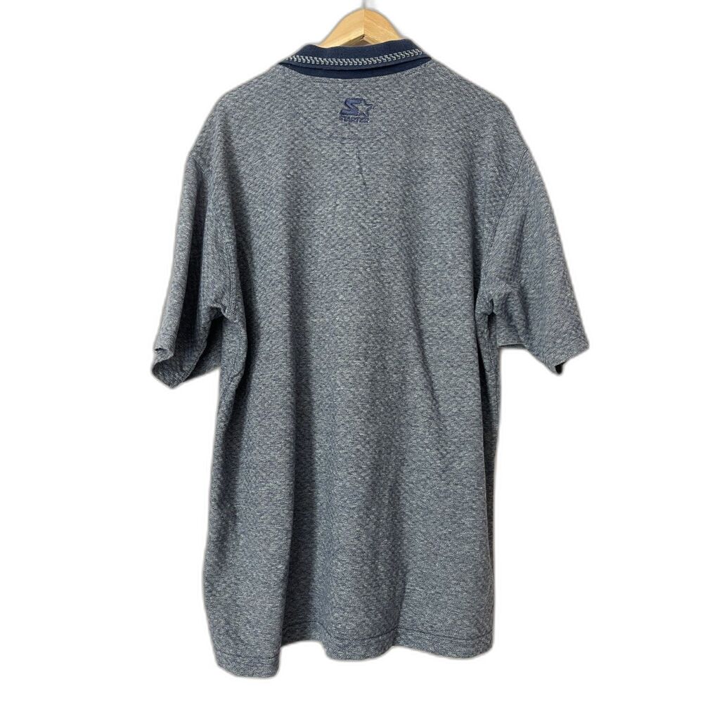 Vtg Dallas Cowboys Mens Polo Shirt Navy Blue Large NFL Football Starter Pro Line - Picture 3 of 13